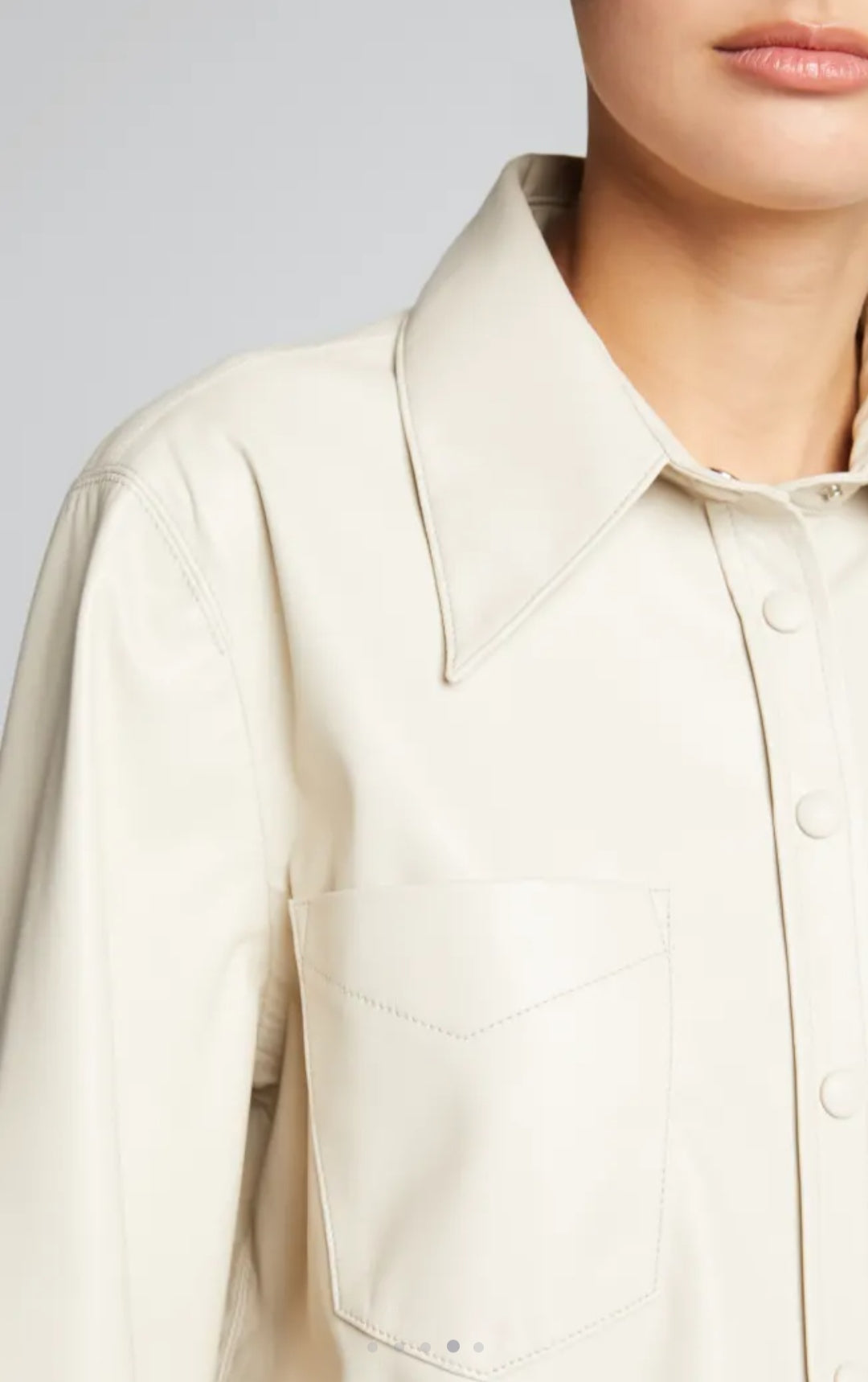 Women's Full Sleeve Leather Shirt In Off White