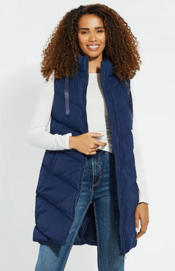 Arcane Fox - Women's Hooded Puffer Sleeveless Coat In Blue