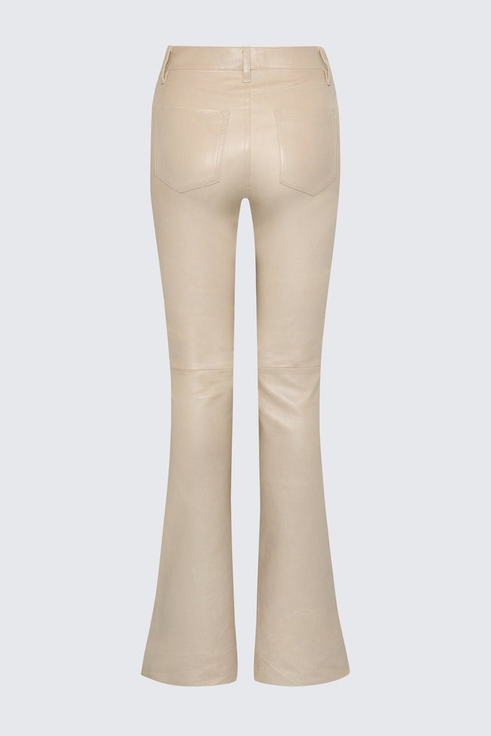 Women's Off White Leather Biker Pant