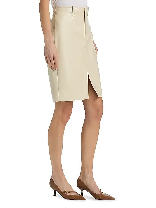 Women's Off White Leather Skirt