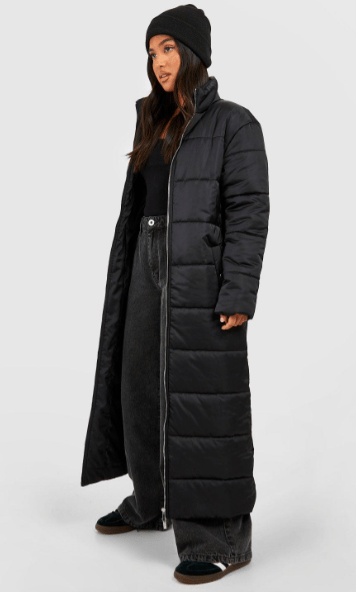 Arcane Fox - Women's Puffer Trench Oversized Coat In Black