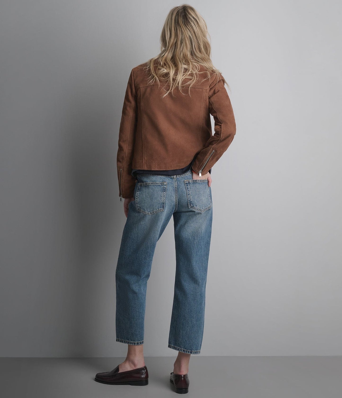 Women's Scuba Brown Suede Leather Jacket - Arcane Fox