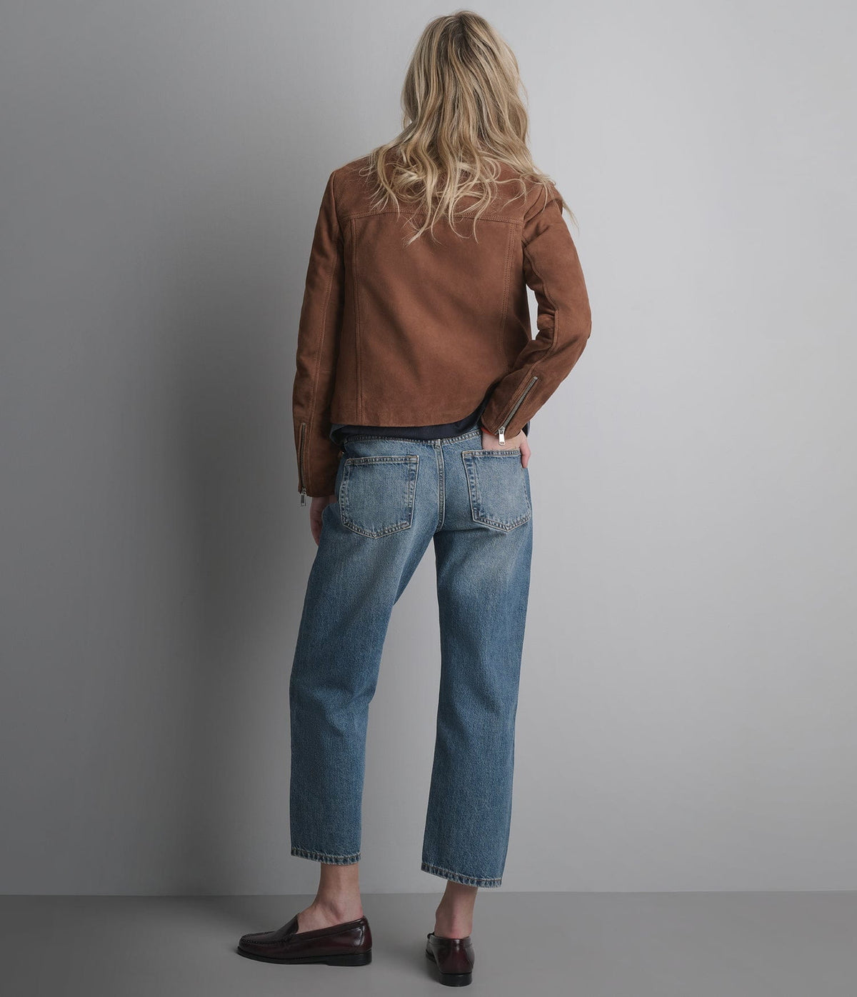 Women's Scuba Brown Suede Leather Jacket - Arcane Fox