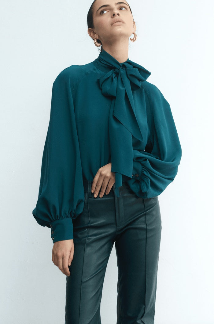 Women's See Green Leather Pant