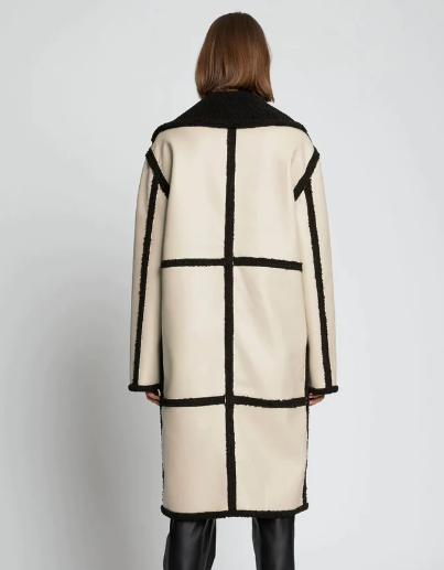 Women's Sheepskin Fur Leather Trench Coat in Beige