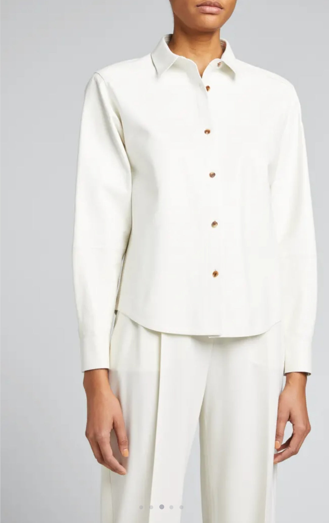 Women's Short Leather Shirt In White