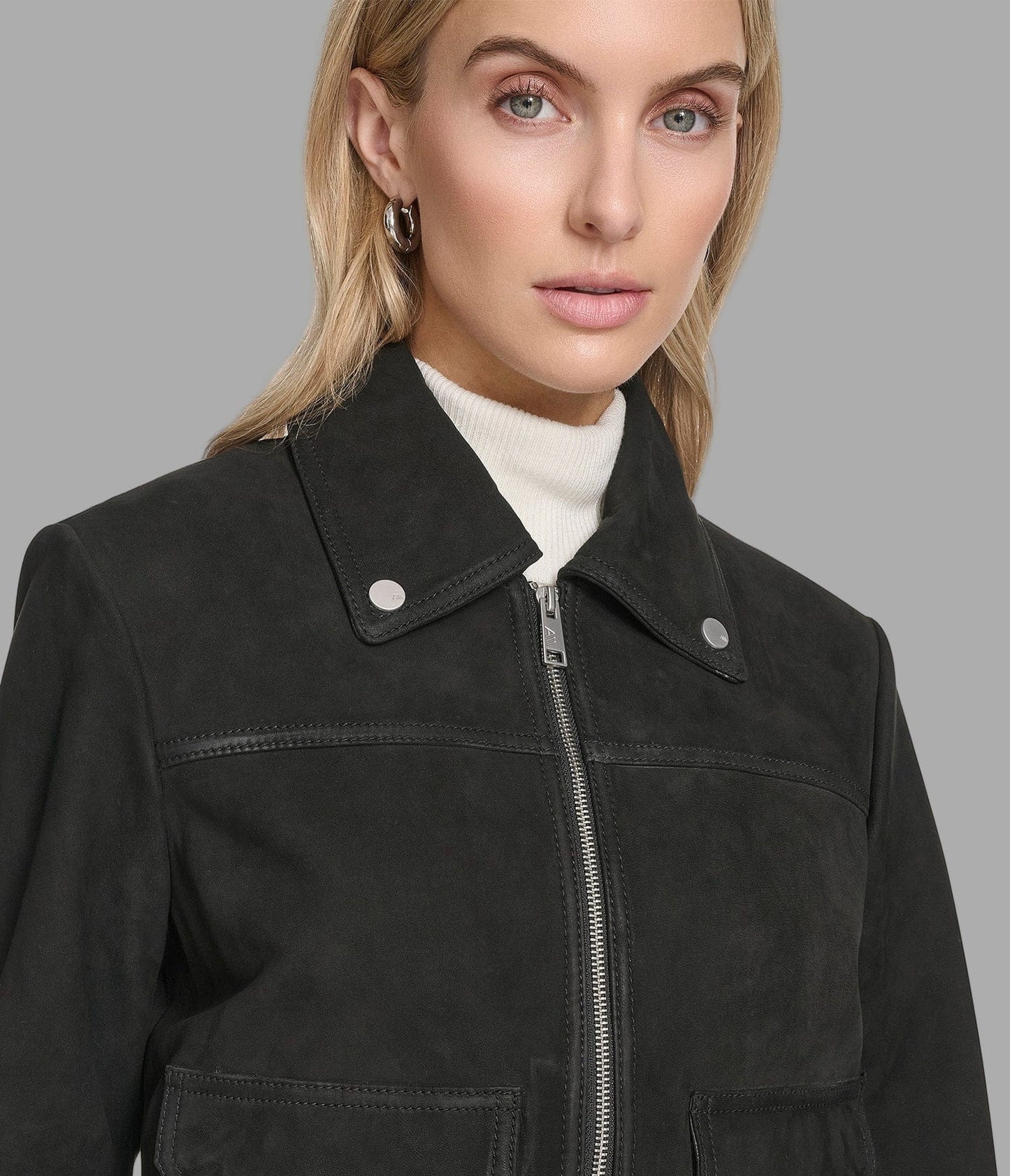 Women's Suede Harrington Leather Jacket In Black - Arcane Fox