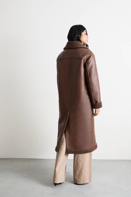Women's B7 Trench Shearling Leather Coat In Dark Brown - Arcane Fox