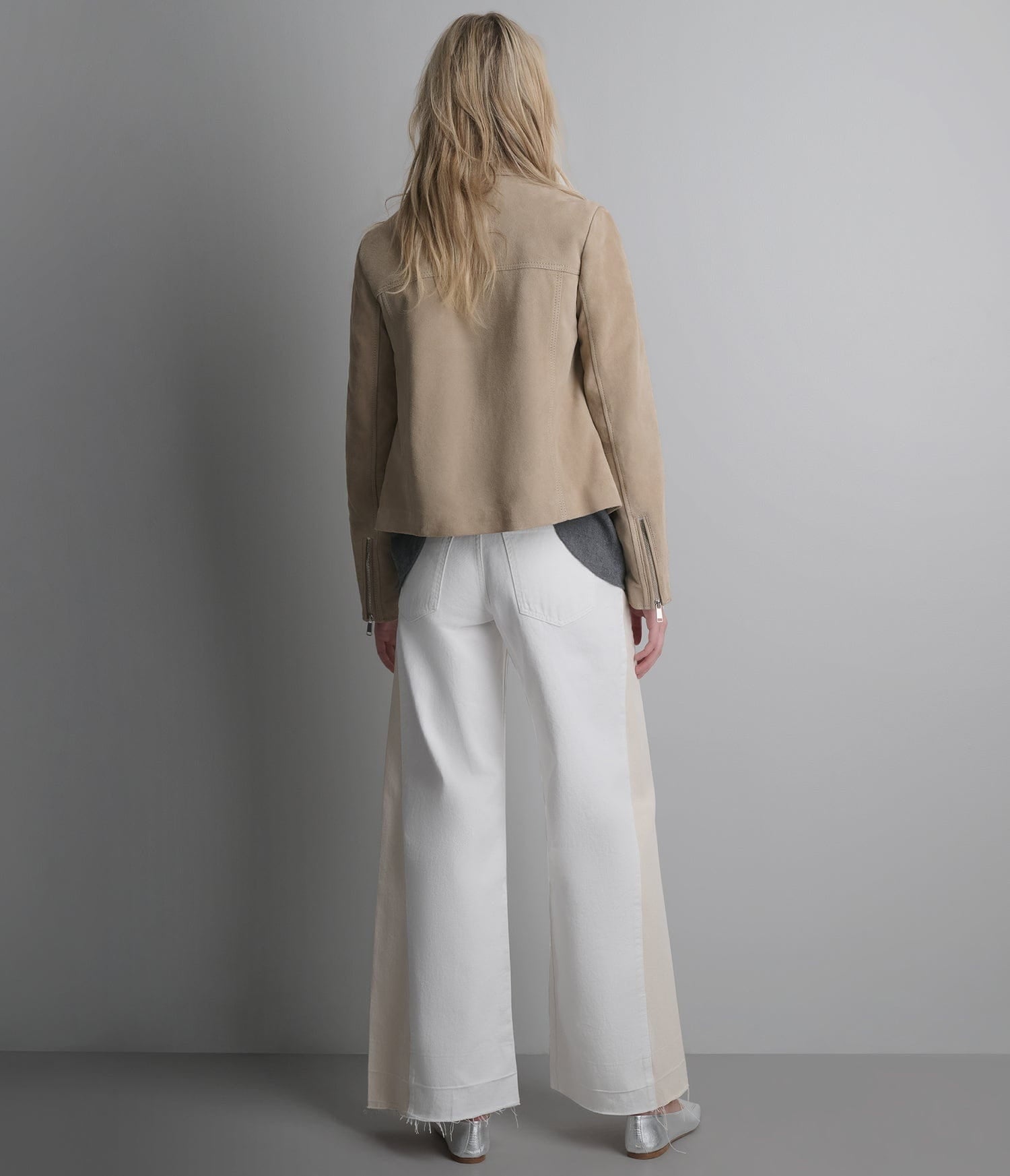 Women's Beige Scuba Suede Leather Jacket - Arcane Fox