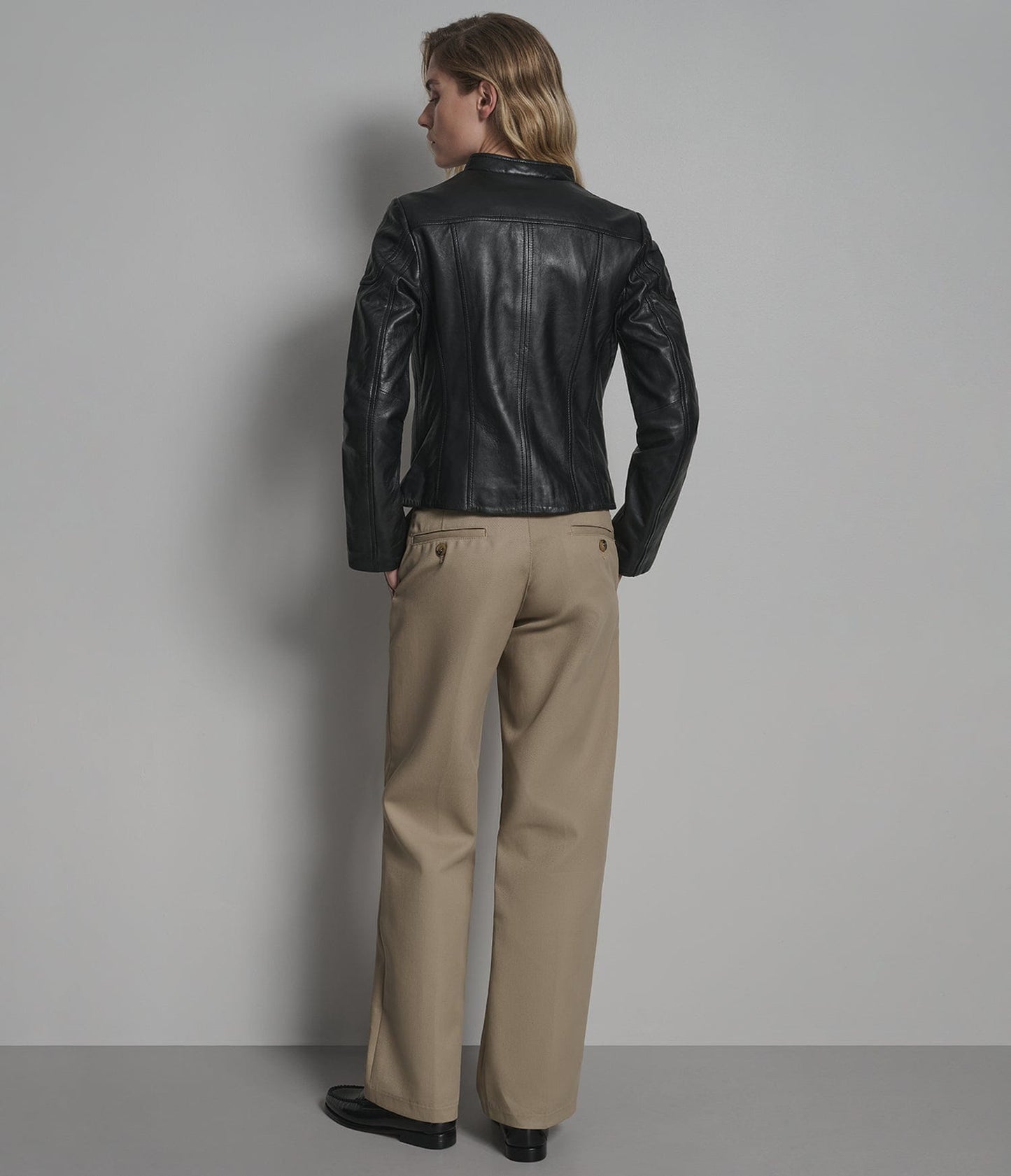 Women's Black Biker Cafe Racer Leather Jacket - Arcane Fox