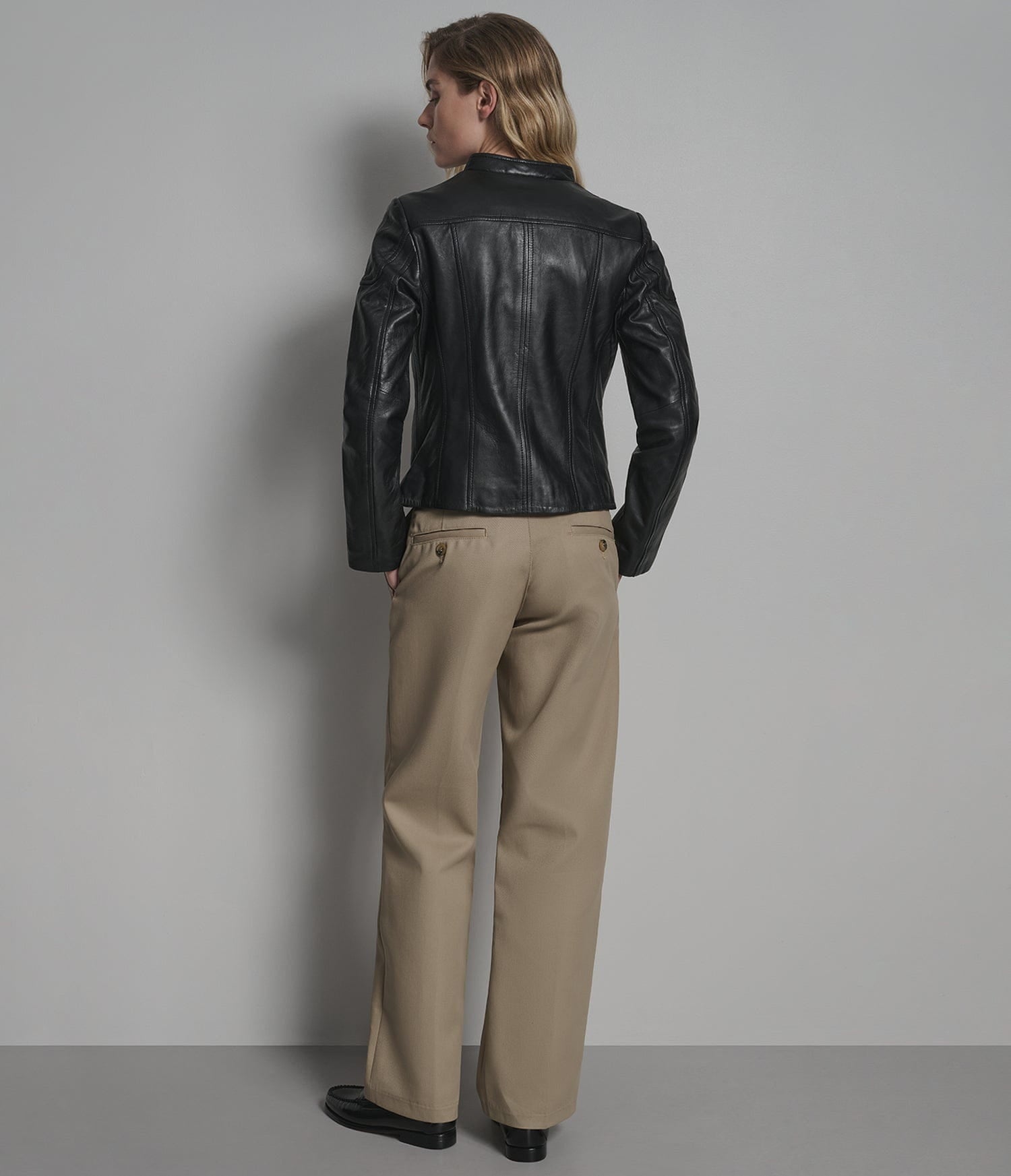 Women's Black Biker Cafe Racer Leather Jacket - Arcane Fox