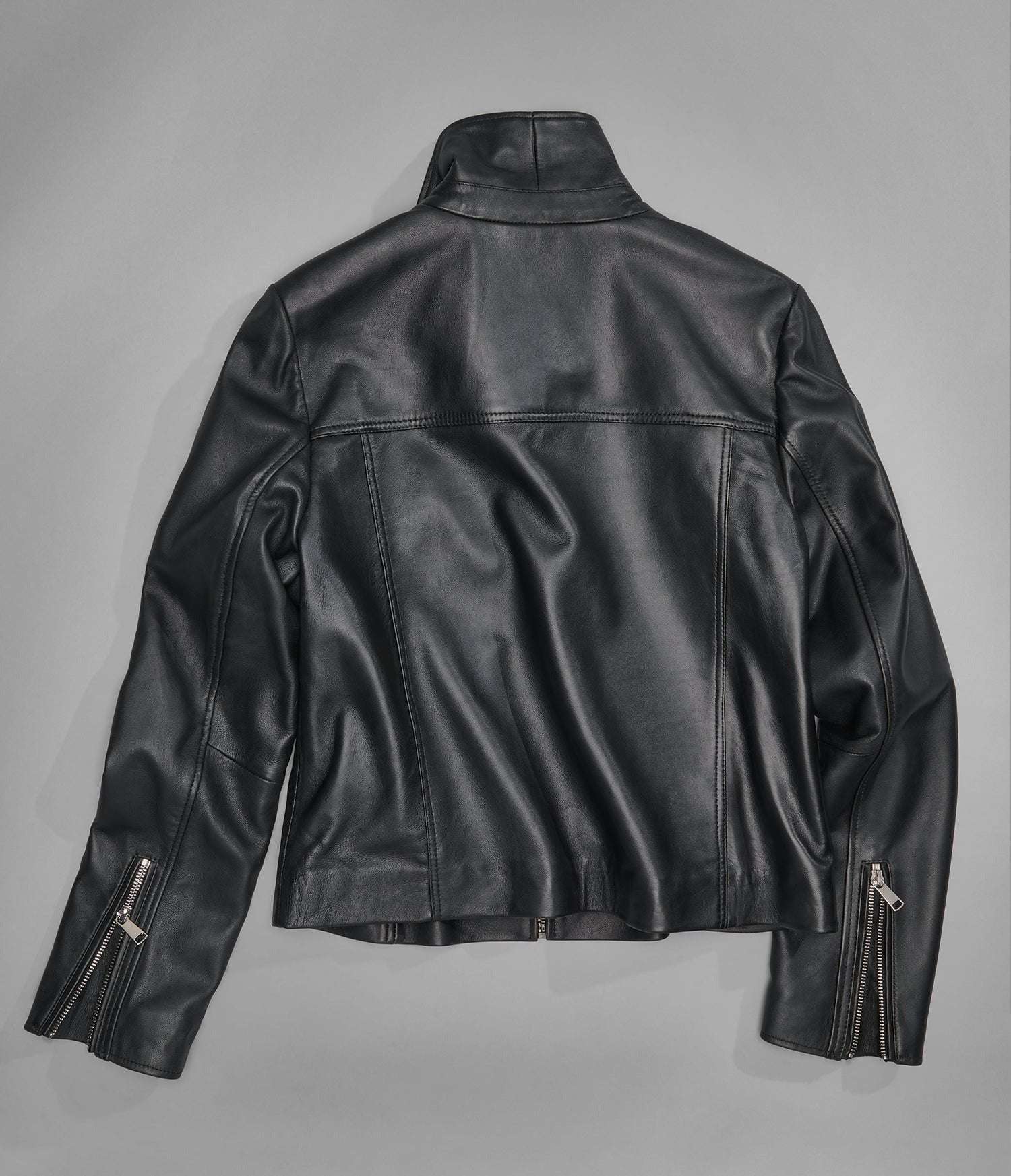 Women's Black Biker Lambskin Leather Jacket - Arcane Fox