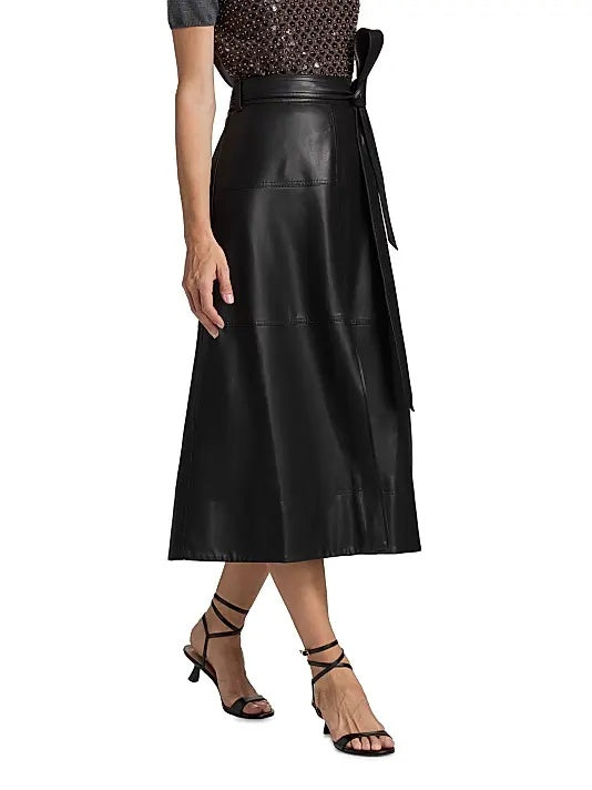 Women's Black Leather Maxi Skirt