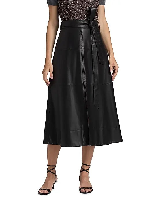 Women's Black Leather Maxi Skirt