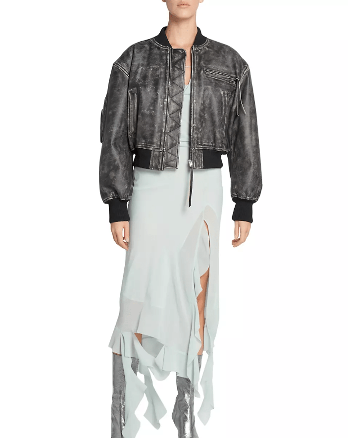 Women's Bomber Vintage Leather Jacket In Black