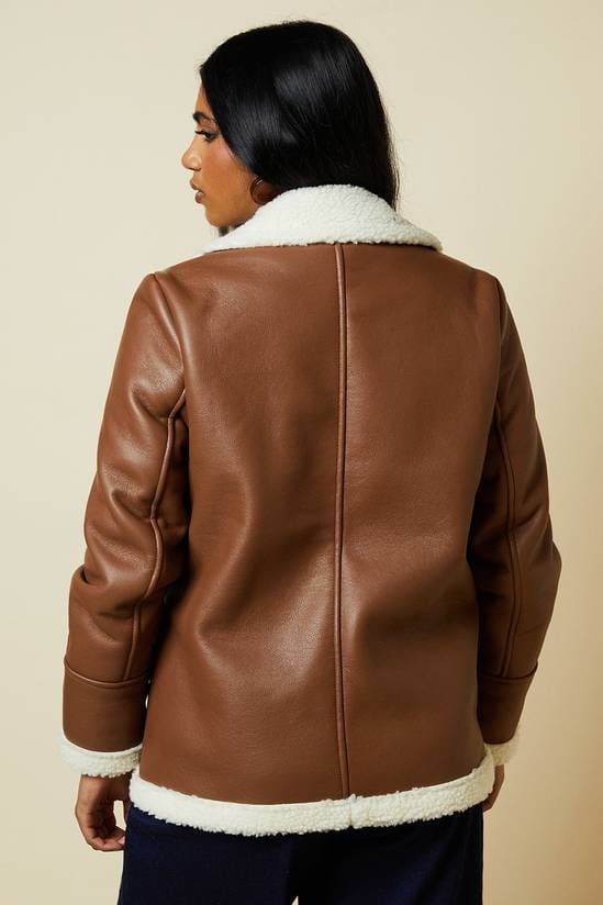 Women's Brown B3 Aviator Shearling Leather Jacket - Arcane Fox