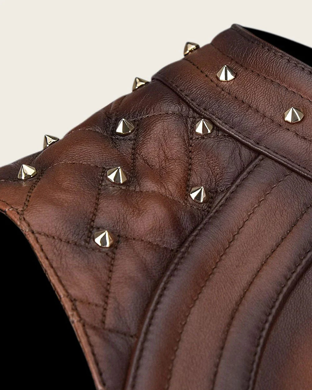 Women's Brown Distressed Studded Leather Vest