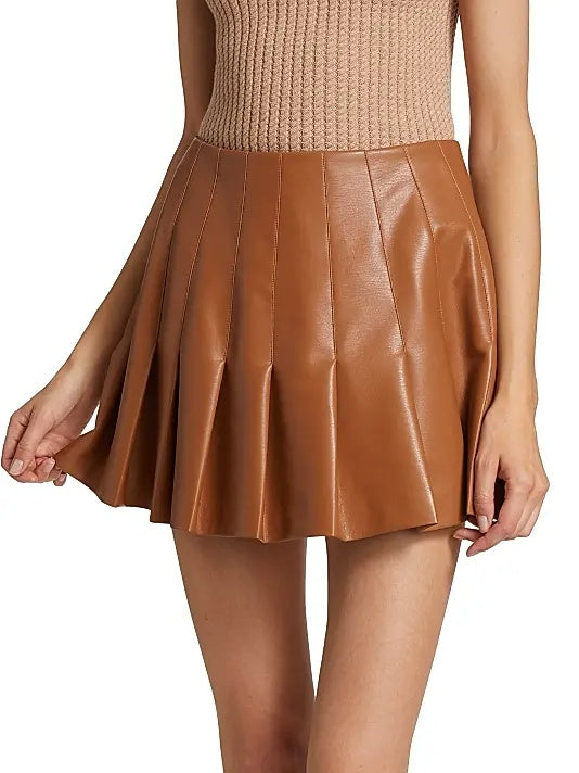 Women's Brown Leather Mini Skirt