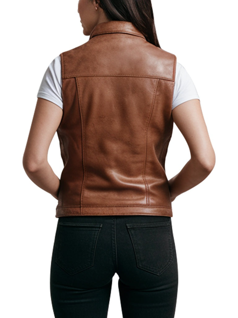 Women's Brown Leather Vest