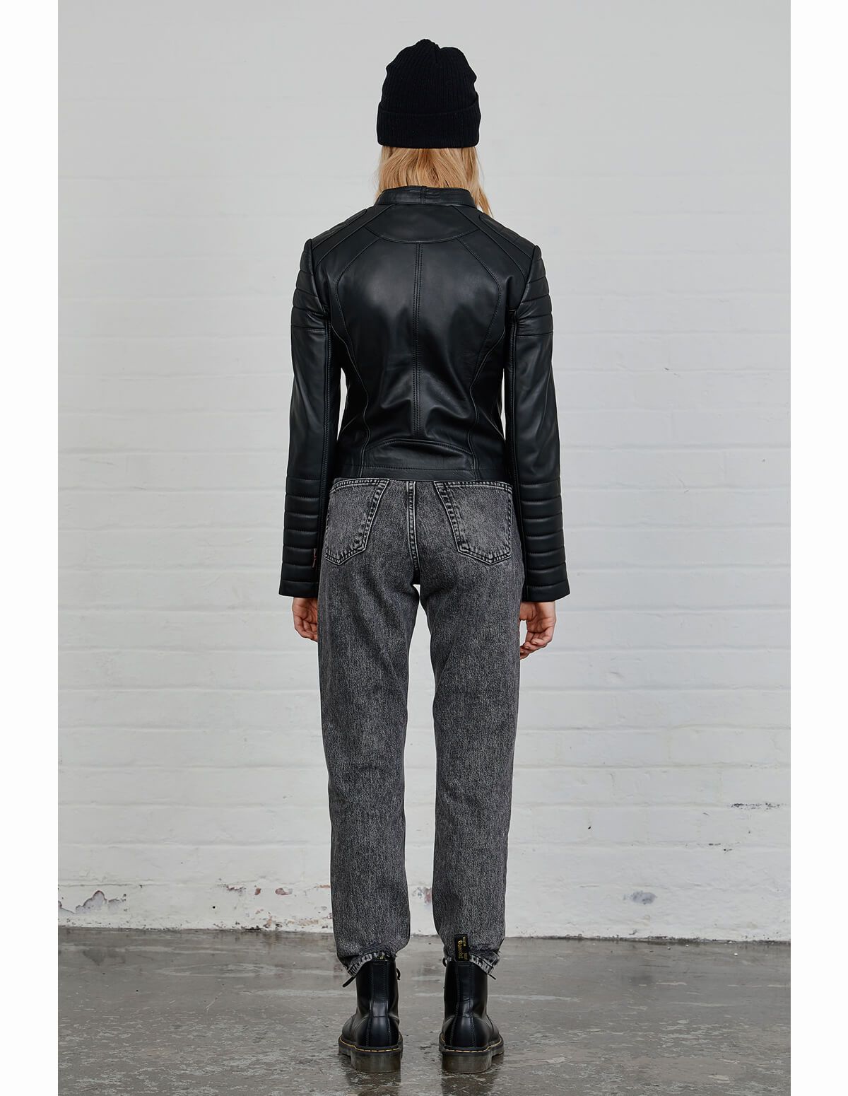 Women's Cafe Racer Leather Jacket In Black