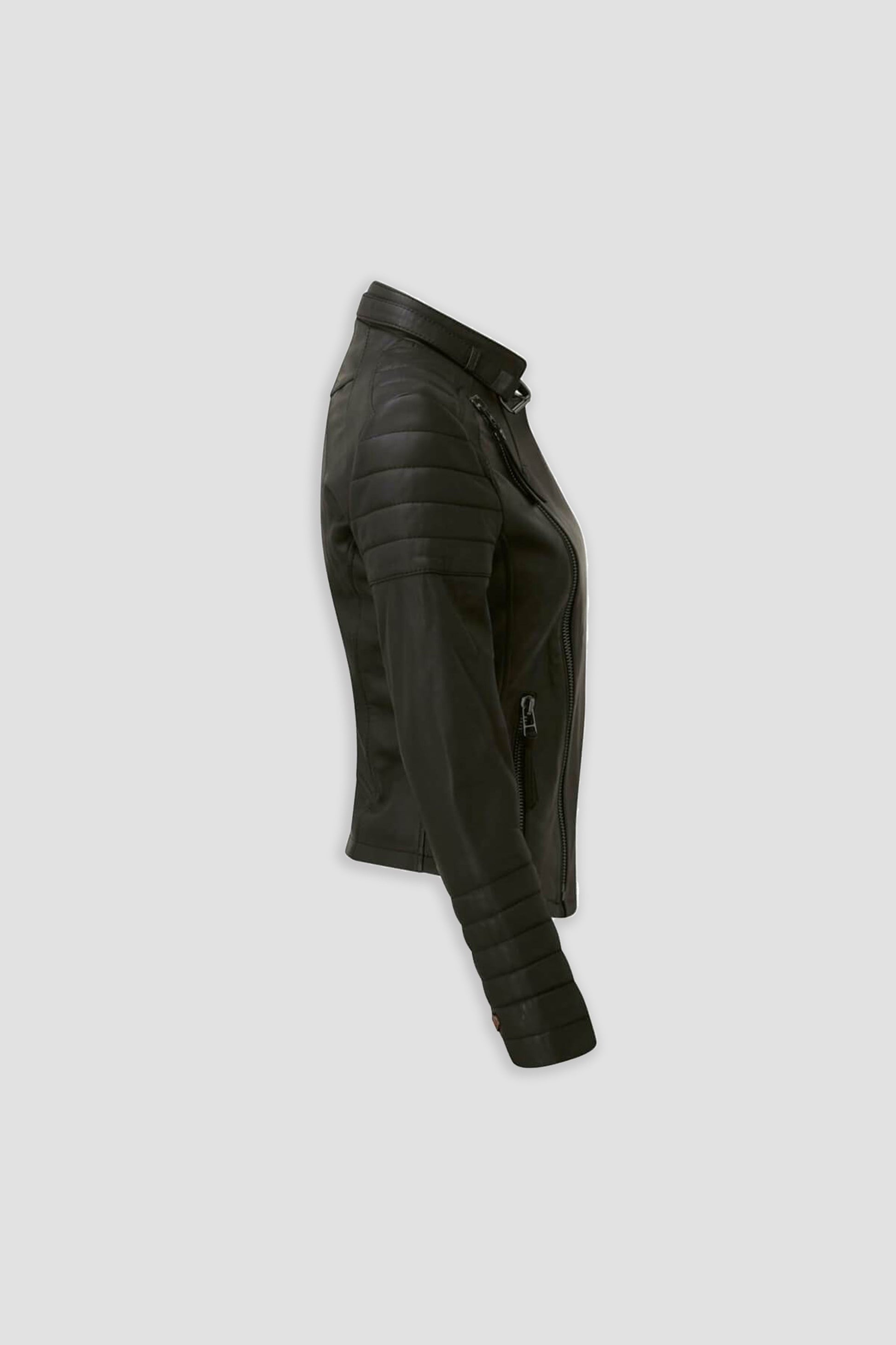 Women's Cafe Racer Leather Jacket In Black
