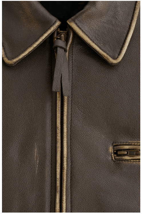 Women's Distressed Vintage Leather Jacket In Dark Brown