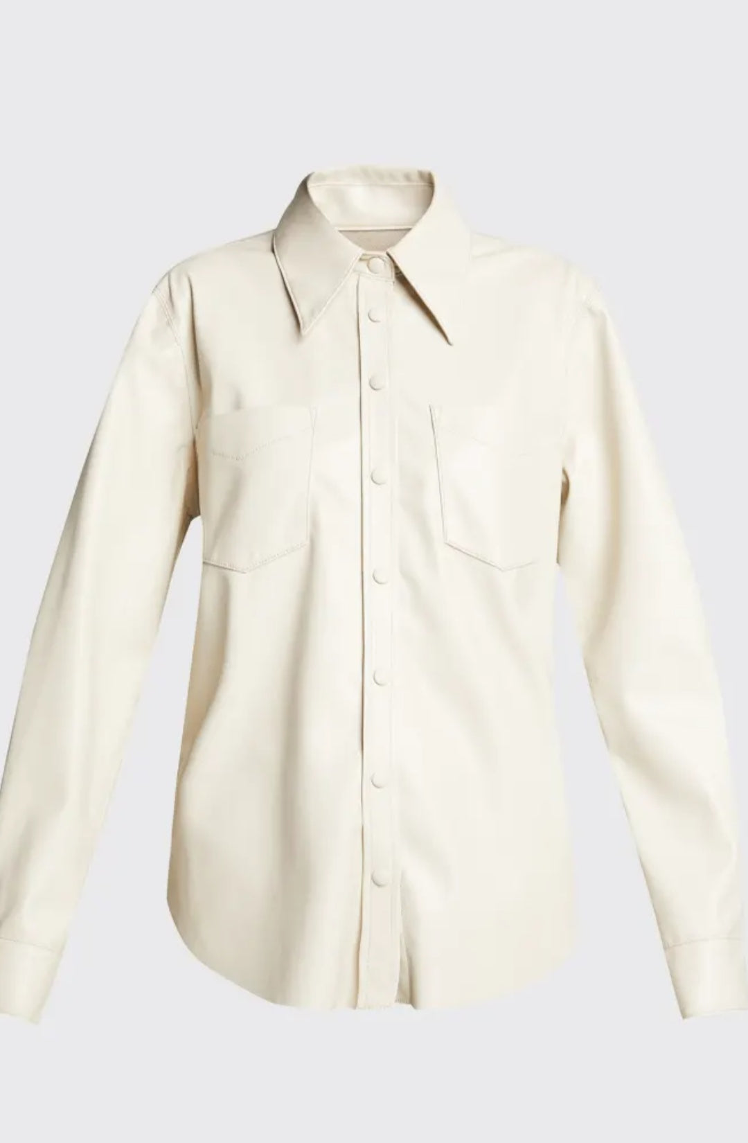 Women's Full Sleeve Leather Shirt In Off White