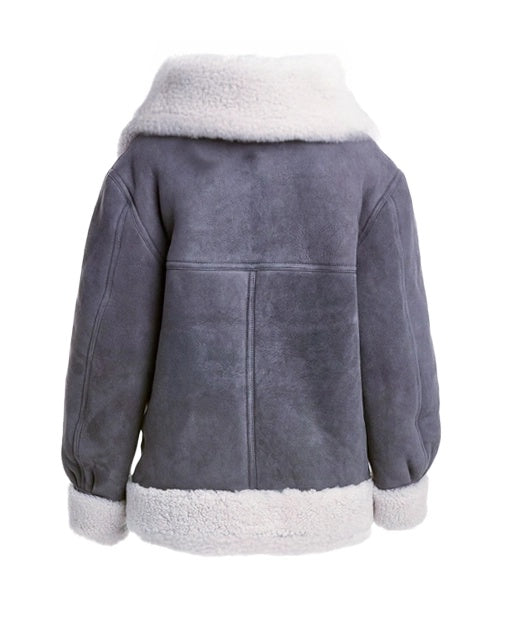 Women's Gray B7 Fur Leather Jacket