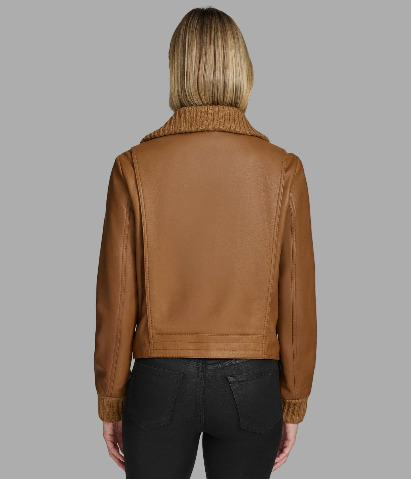 Women's Harrington Bomber Leather Jacket In Brown - Arcane Fox