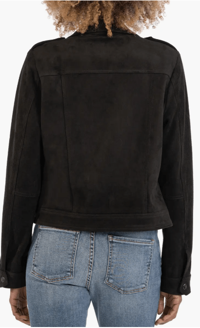 Women's Harrington Suede Leather Jacket In Black