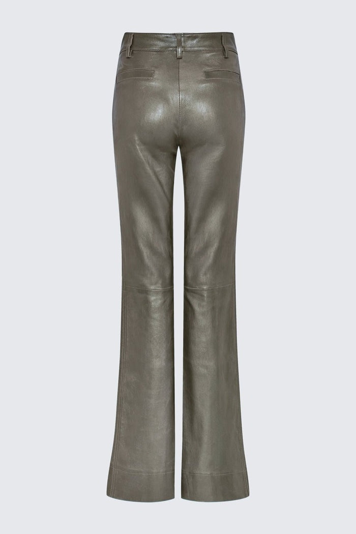 Women's Khaki Leather Pant

