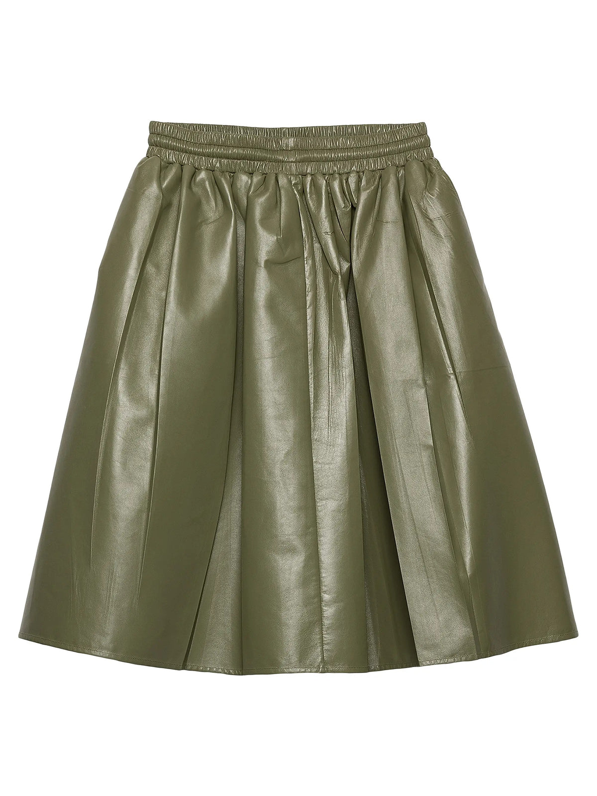 Women's Khaki Mini Leather Skirt