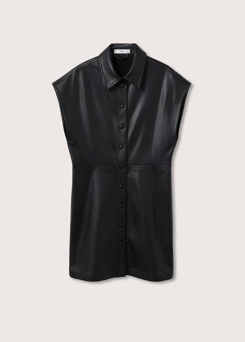 Women's Sleeveless Leather Shirt In Black