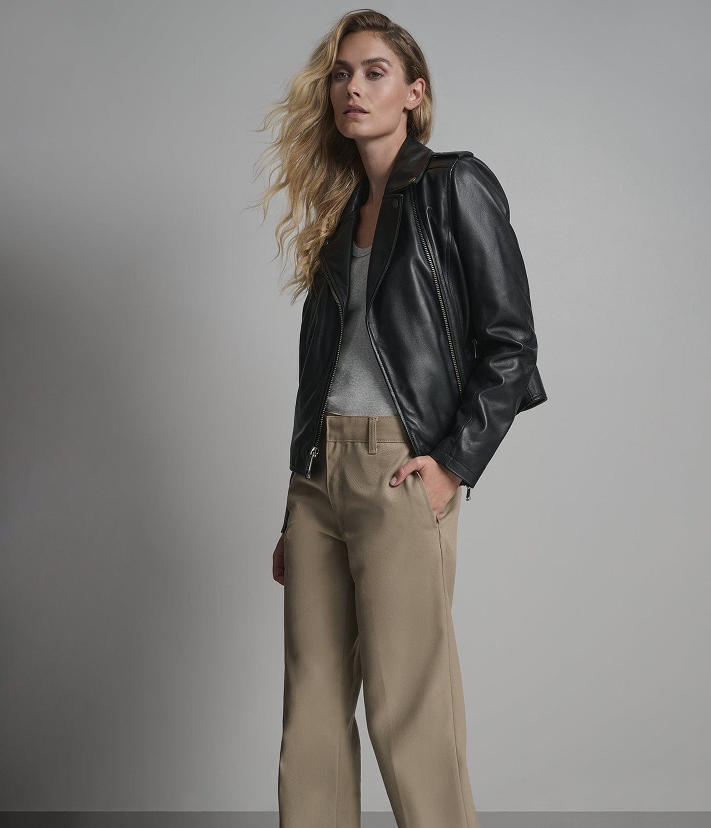Women's Moto Biker Leather Jacket in Black - Arcane Fox