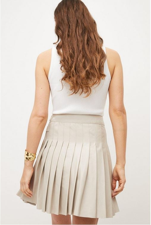 Women's Off White Leather Mini Skirt