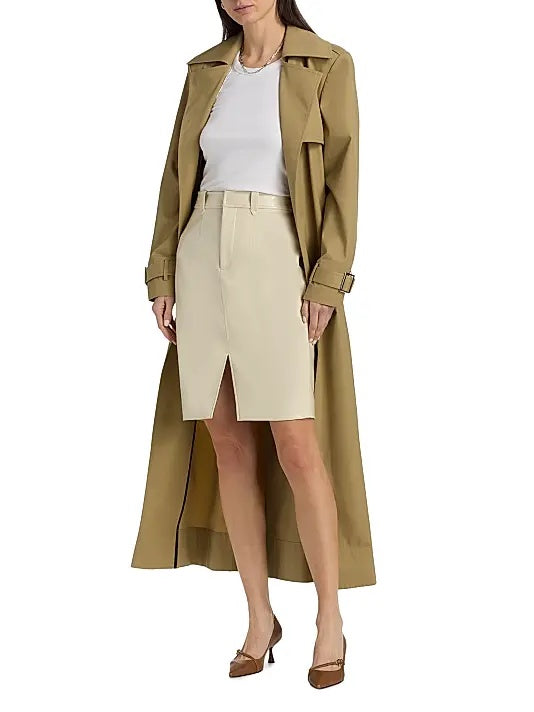 Women's Off White Leather Skirt