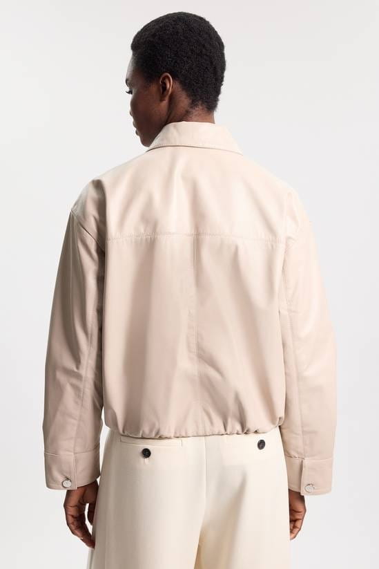 Women's Off White Scuba Leather Jacket - Arcane Fox