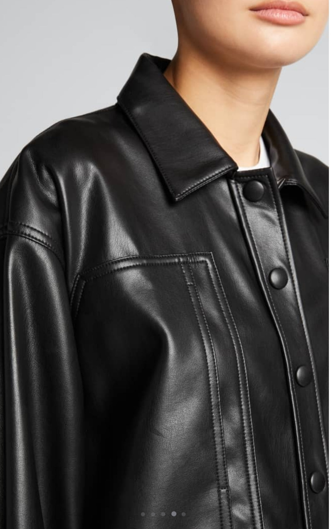 Women's Oversized Leather Shirt In Black