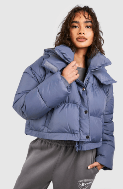 Arcane Fox - Women's Oversized Puffer Detachable Coat In Blue
