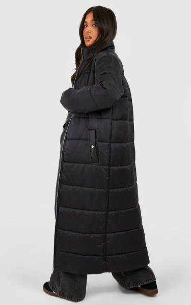 Arcane Fox - Women's Puffer Trench Oversized Coat In Black
