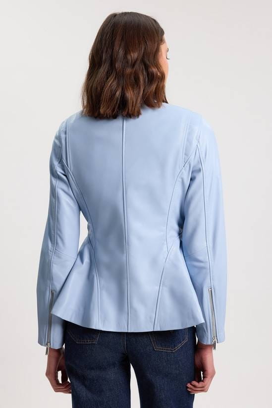 Women's Scuba Leather Jacket In Light Blue - Arane Fox