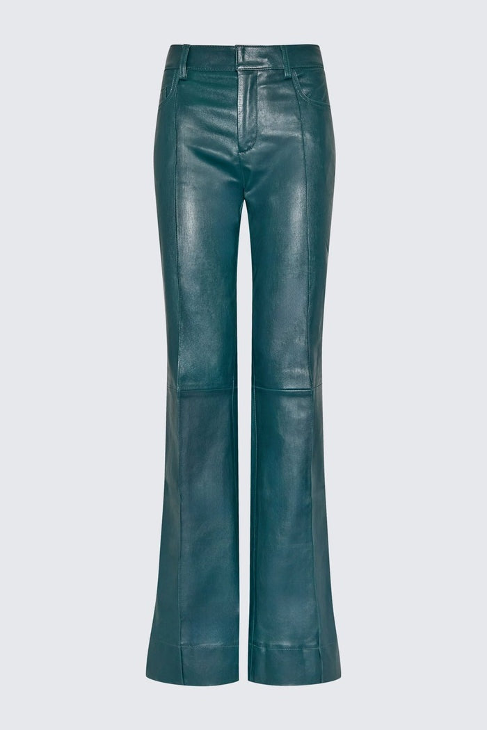 Women's See Green Leather Pant