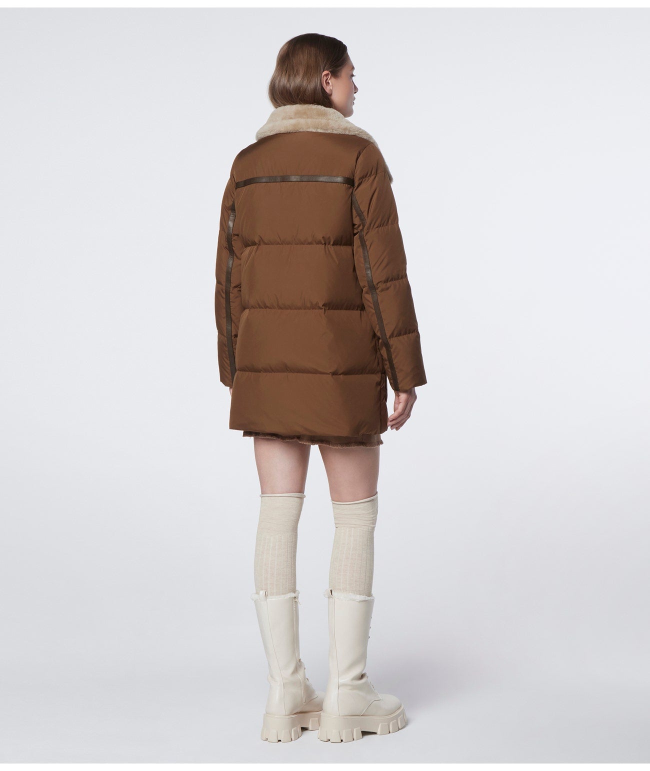 Women's Puffer Coat In Brown