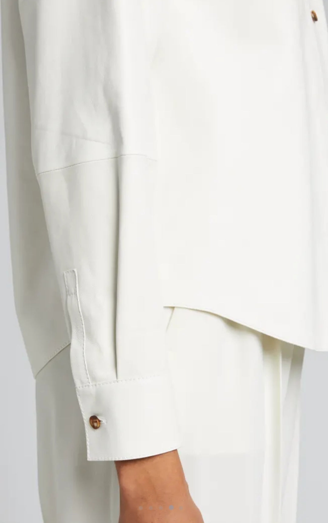 Women's Short Leather Shirt In White