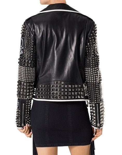 Arcane Fox - Women's Black Studded Leather Jacket