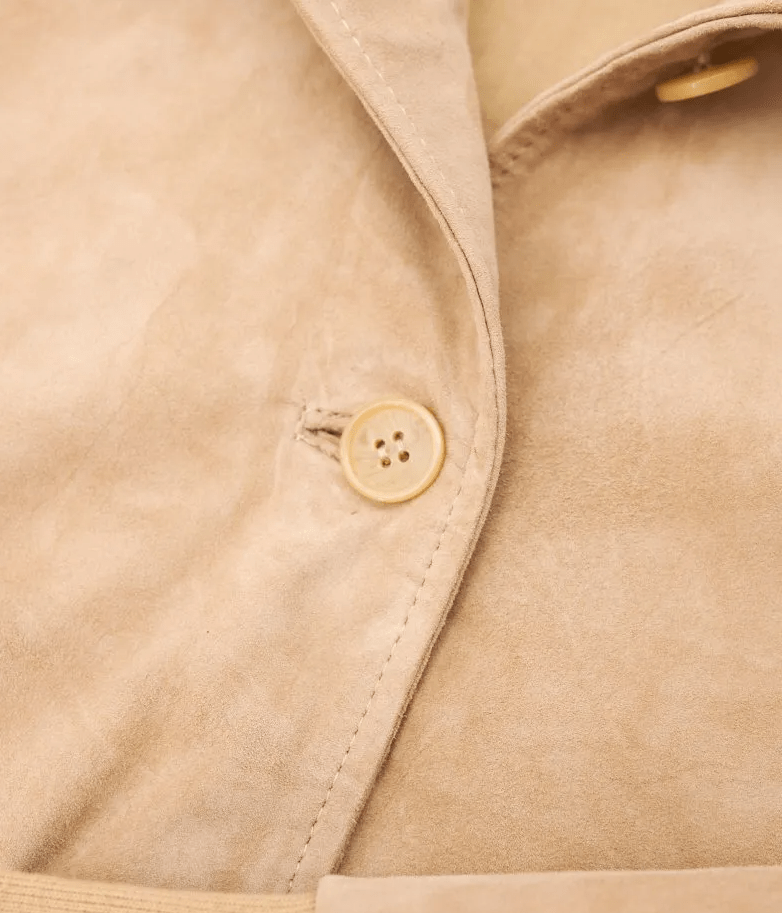 Women's Suede Trucker Leather Bomber Jacket In Tan Brown