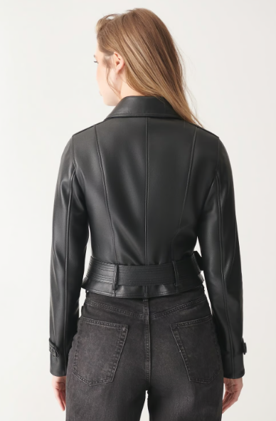 Women's Trucker Harrington Leather Jacket In Black