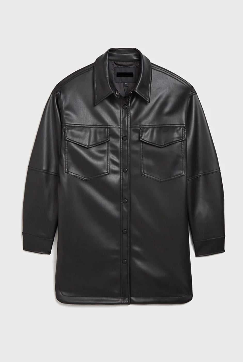 Women's Trucker Leather Shirt In Black