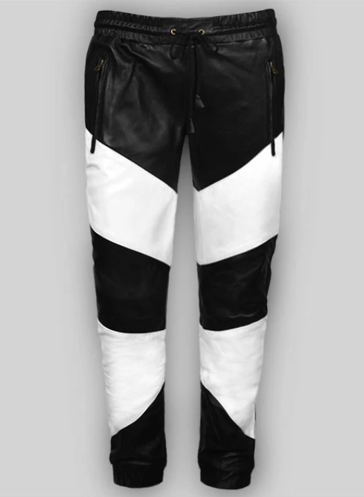 Men's Leather Pant In Black & White