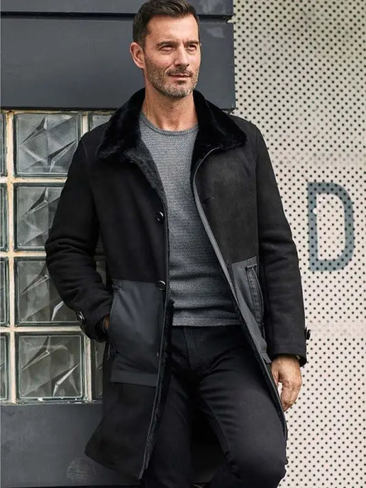 Mens 2025 suede overcoat